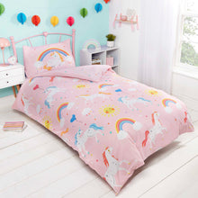 Load image into Gallery viewer, Glow In The Dark Duvet Set Rainbow Unicorn
