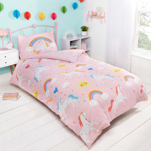 Glow In The Dark Duvet Set Rainbow Unicorn