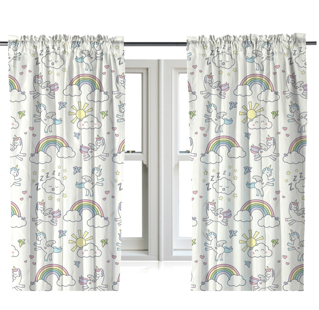 Unicorn Print Ready Made Curtains 66