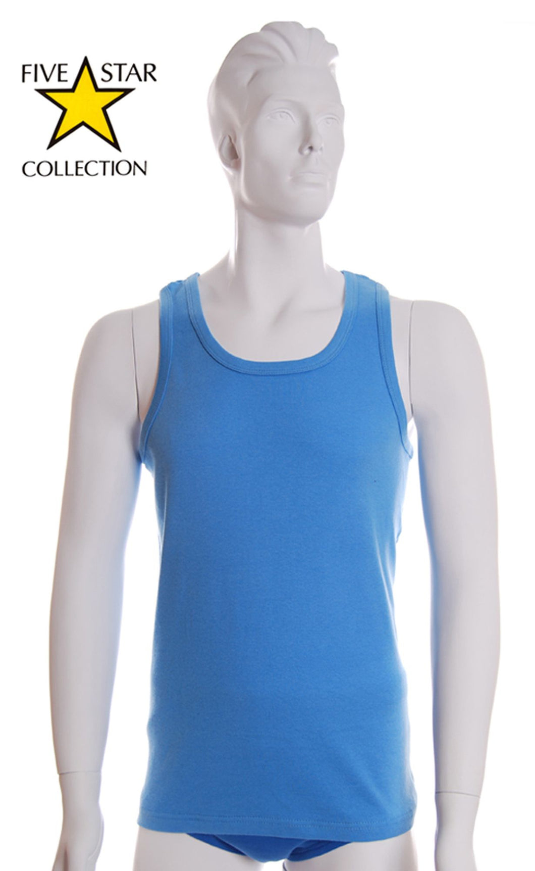 6 Pack Mens Singlets Vests Blues 100% Cotton Size Small- 6XL