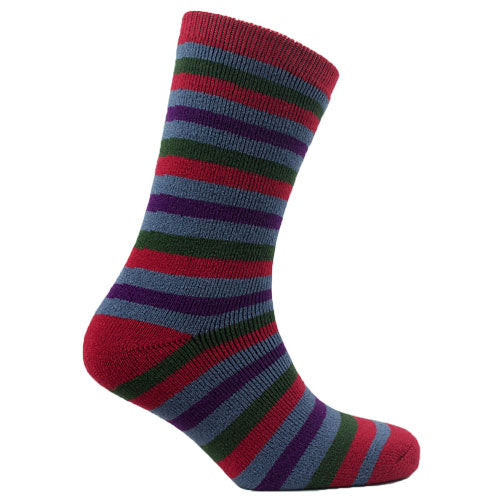 1 Pair Ladies Heat Machine 1.6 Tog Thermal Socks Stripes