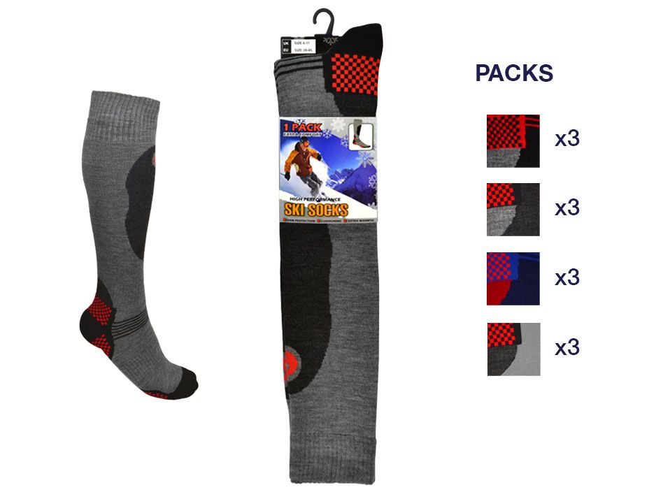 4 Pairs Mens High Performance Ski Socks