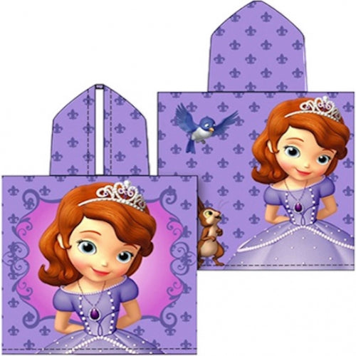 Girls Official Disney Sofia The First Character Hooded Towel Poncho