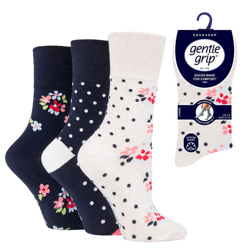 Ladies Gentle Grip Socks Flora