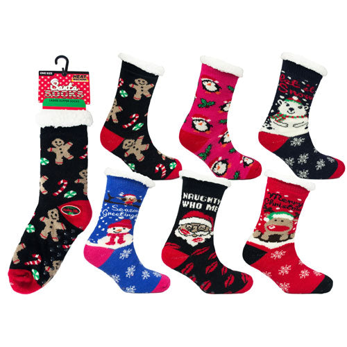 Ladies Heat Machine Novelty Christmas Slipper Socks