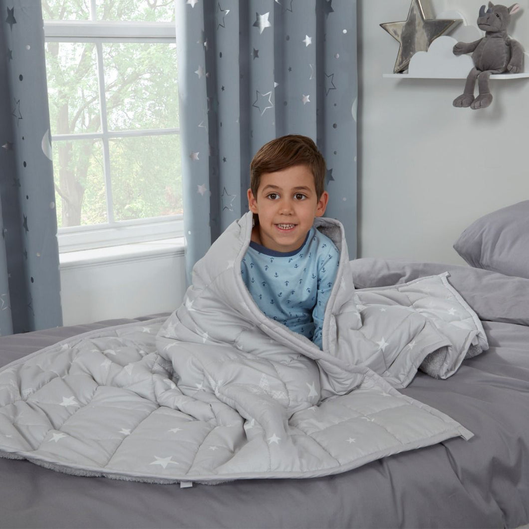 Dreamscene Kids Star Teddy Fleece Weighted Blanket, Silver Grey- 3kg