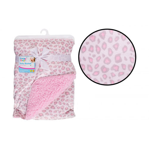 Pink Animal Print Mink Sherpa Baby Blanket