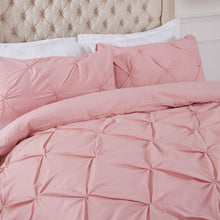 Load image into Gallery viewer, Highams Diamond Pintuck Pinch Pleat Duvet Cover Set - Blush Pink
