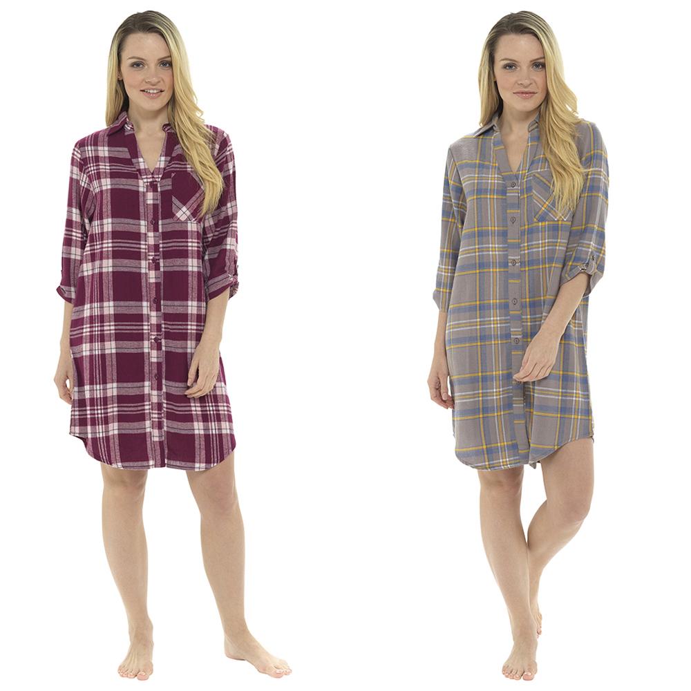 Ladies Checked Button Through Nightshirt