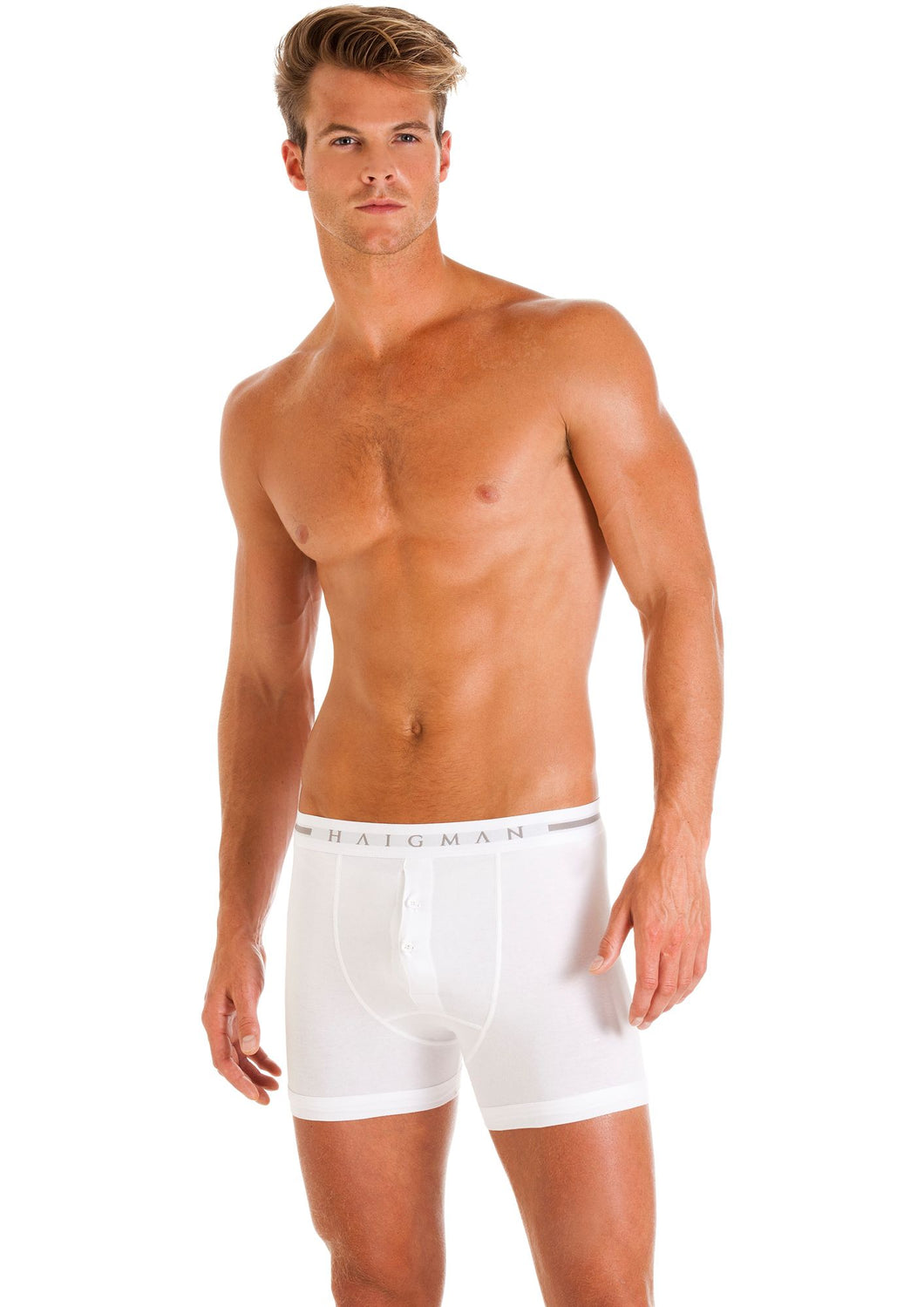 4 Pack Mens Button Front Boxer Shorts by Haigman