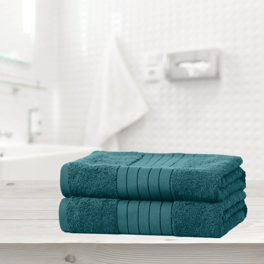 Luxury 100% Cotton 2 Jumbo Bath Sheets Large Teal Towels Bale