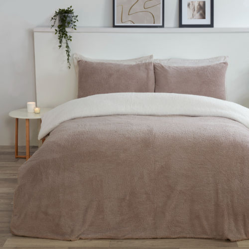 Reversible Teddy Fleece Duvet Cream - Mink