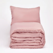 Load image into Gallery viewer, Dreamscene Pom Pom Duvet Cover Set - Blush
