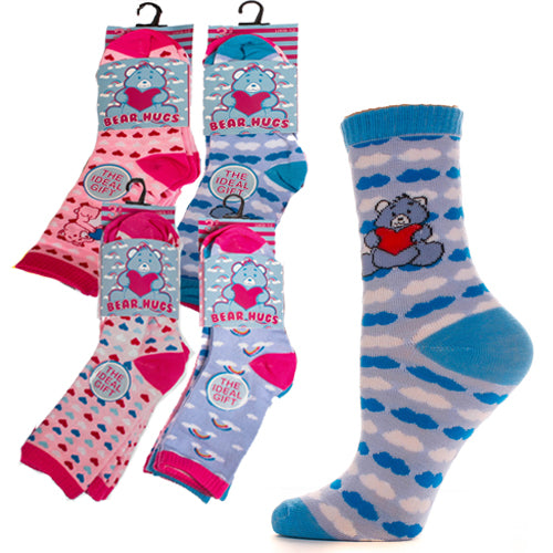 3 Pairs Girls Bear Hugs Novelty Socks