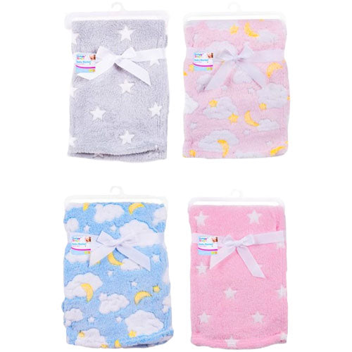 Baby Super Soft Stars/Clouds Fleece Baby Blanket