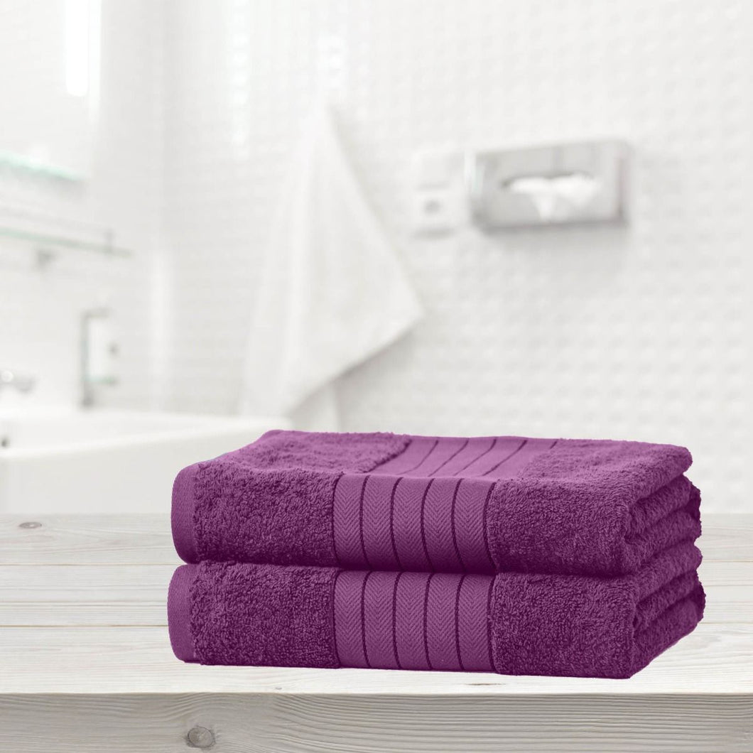 Luxury 100% Cotton 2 Jumbo Bath Sheets Large Purple Towels Bale