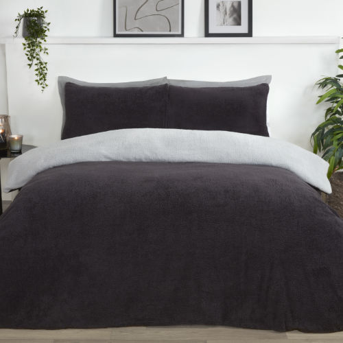 Reversible Teddy Fleece Duvet Grey - Charcoal