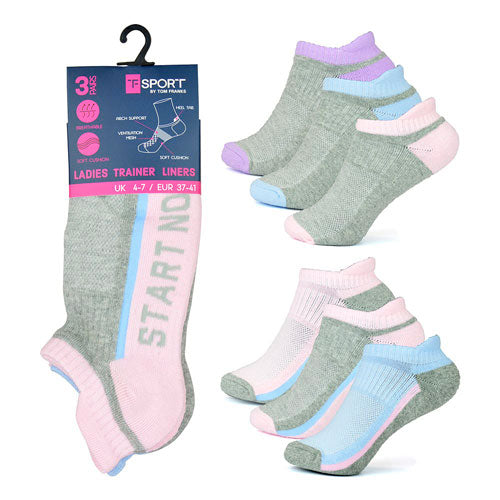 12 Pack Ladies Slogan Trainer Socks