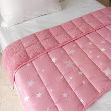 Load image into Gallery viewer, Dreamscene Kids Star Teddy Fleece Weighted Blush Pink Blanket- 3kg
