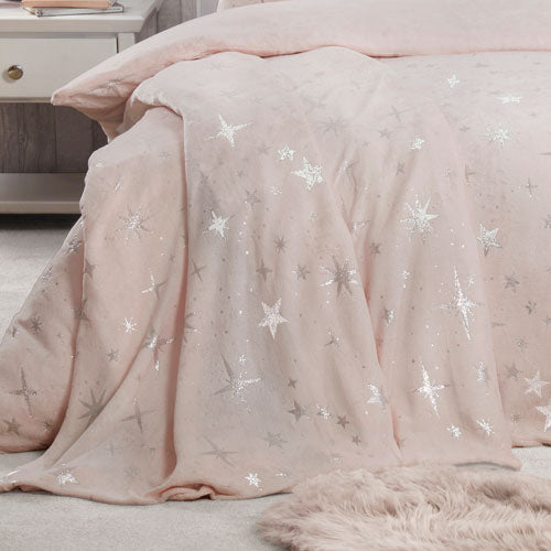 Scattered Stars Comfy Fleece Pink Blush Throw