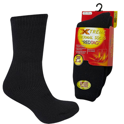 1 Pair Ladies Extreme Thermal Socks Black 2.4Tog