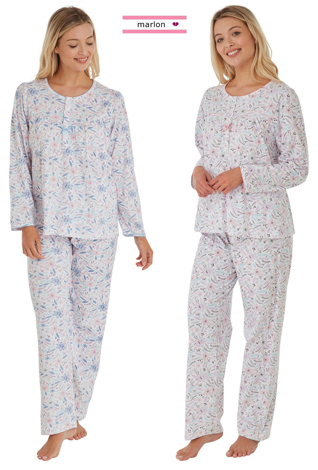 Ladies Thea Print Cotton Pyjamas by Marlon