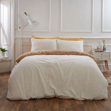 Load image into Gallery viewer, Brentfords Teddy Fleece Reversible Duvet Cover Set - Latte/Cream
