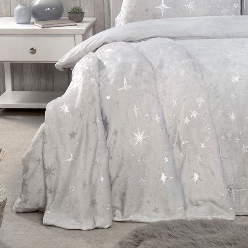 Scattered Stars Comfy Fleece Silver Throw