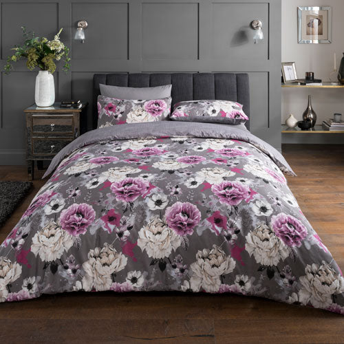 Inky Floral Grey Duvet Set