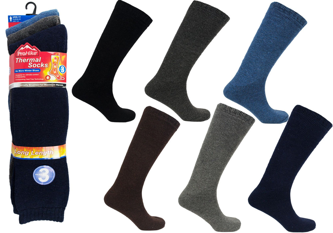 6 Pack Men's Long Length Thermal Socks