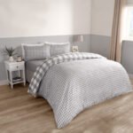 Gingham Reversible Duvet Cover Set - Grey - Image 2