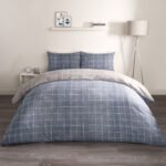 Fine Line Check Reversible Duvet Set - Charcoal/Black - Image 7