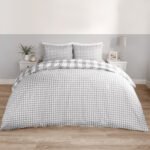Gingham Reversible Duvet Cover Set - Grey - Image 6