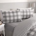 Gingham Reversible Duvet Cover Set - Grey - Image 5