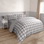 Gingham Reversible Duvet Cover Set - Grey