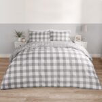 Gingham Reversible Duvet Cover Set - Grey - Image 3