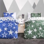 Kids Star Print Reversible Duvet Set Twin Pack - Navy and Green