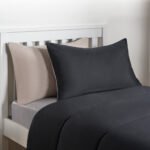 Coverless 10.5 Tog Reversible Duvet & Pillowcase - Black/Stone - Image 2