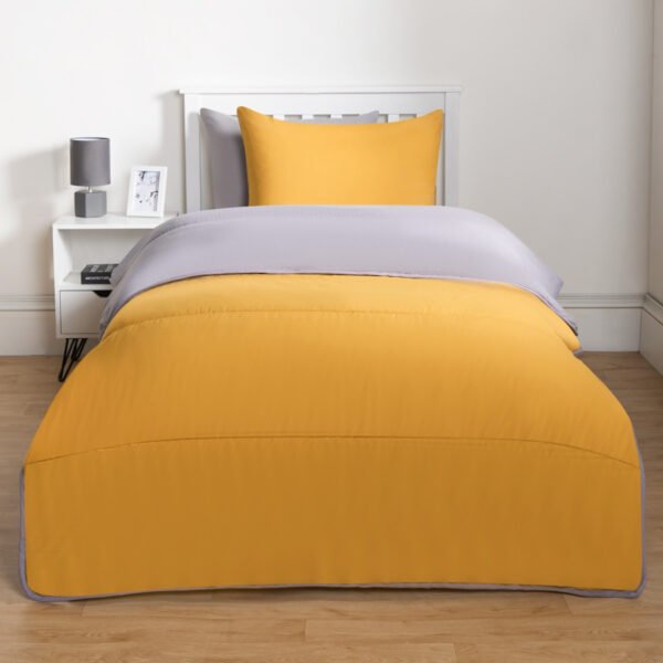 Coverless 10.5 Tog Reversible Duvet & Pillowcase - Grey/Ochre
