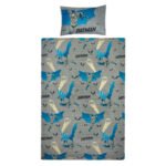 DC Batman Bat Signal Reversible Duvet Cover Set, Blue/Grey - Single