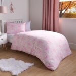 Swan Print Reversible Duvet Cover Set - Pink - Image 4