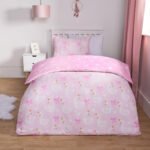 Swan Print Reversible Duvet Cover Set - Pink