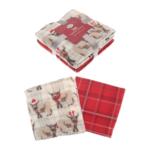 Pack Of 2 Festive Design Fleece Throws Highland Cow